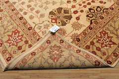 9x12 Beige, Sage, Rust Color Hand Knotted Chobi Peshawar Wool Traditional Oriental Rug