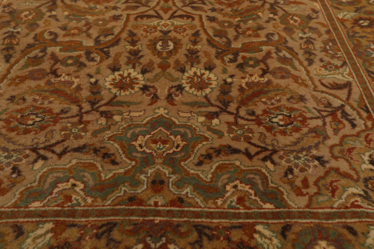 3x5 Tan, Gold, Ivory Color Hand Knotted All-Over 100% Wool Traditional Oriental Rug