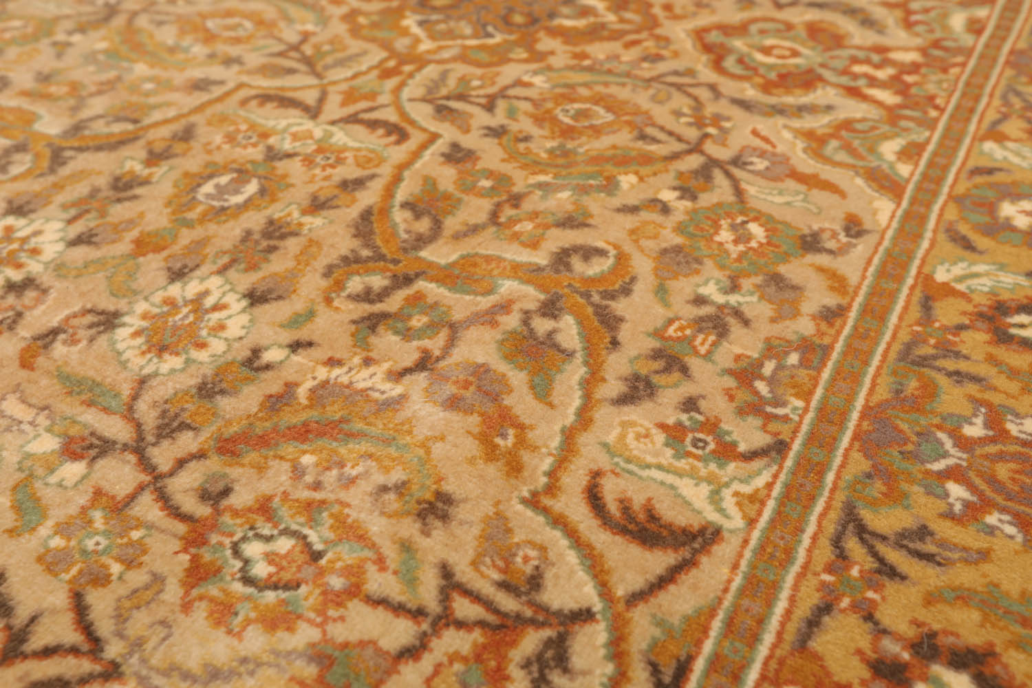 3x5 Tan, Gold, Ivory Color Hand Knotted All-Over 100% Wool Traditional Oriental Rug