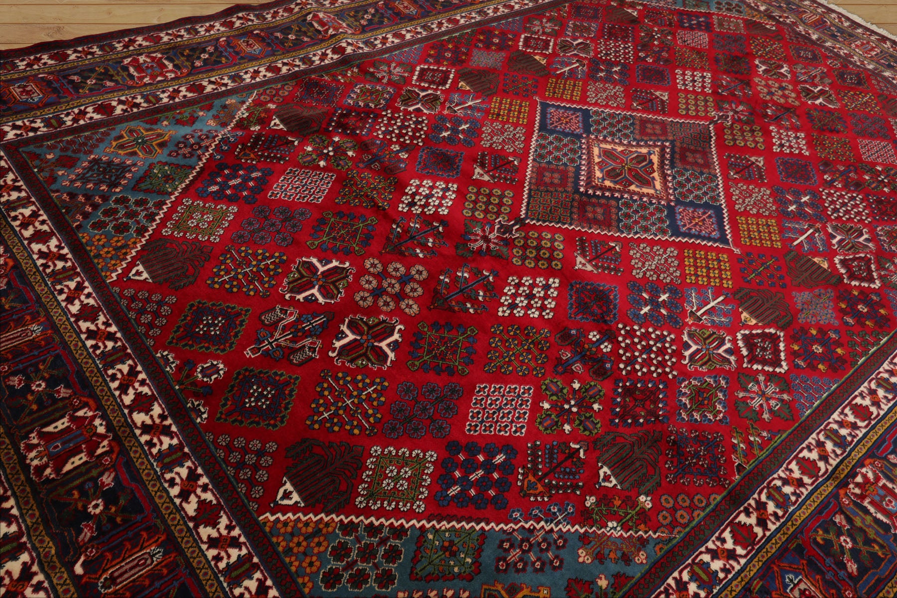 8x12 Red, Navy, Ivory Color Hand Knotted Joshegan Wool Traditional Oriental Rug