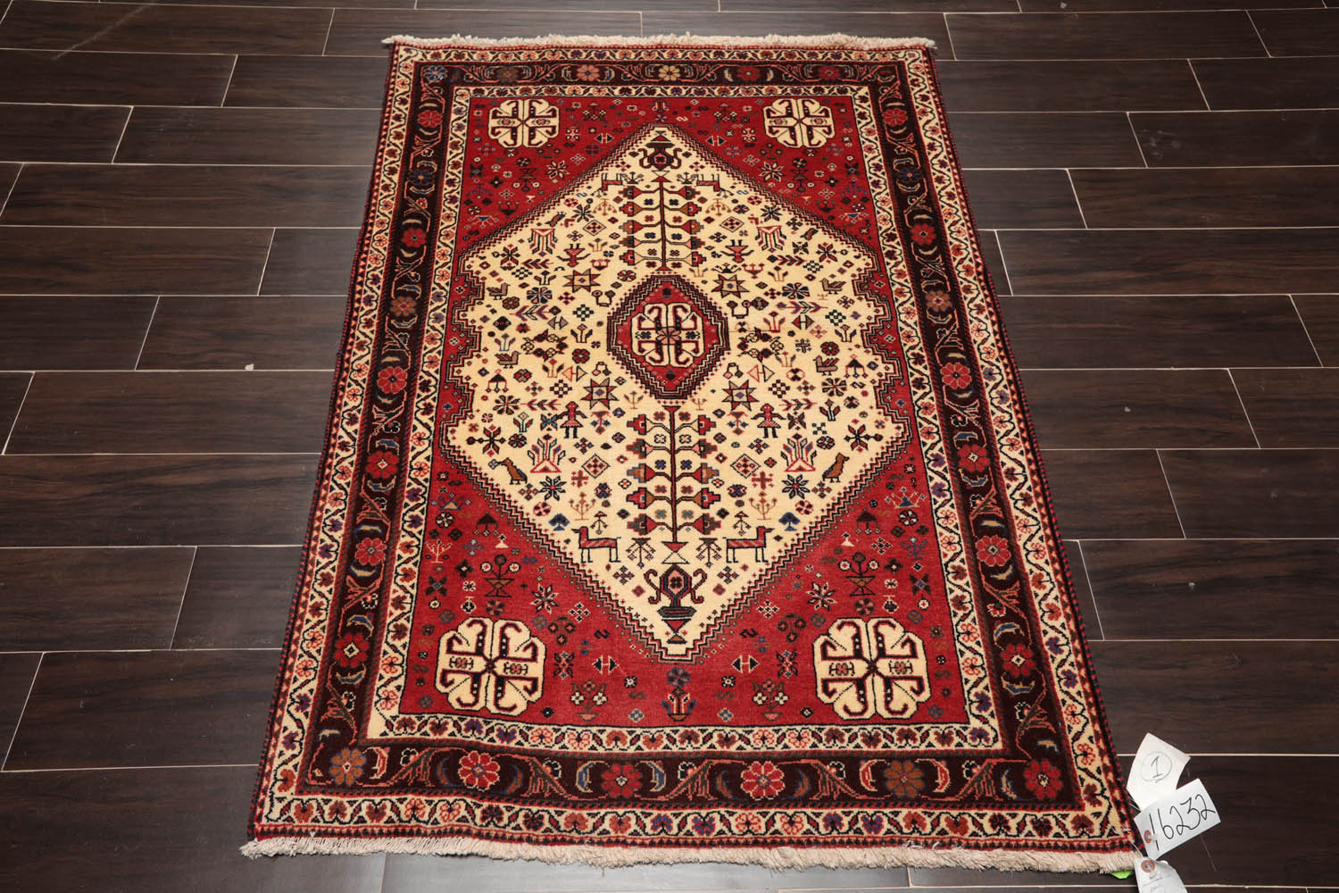 3x5 Ivory, Rust, Chocolate Color Hand Knotted All-Over 100% Wool Traditional Oriental Rug