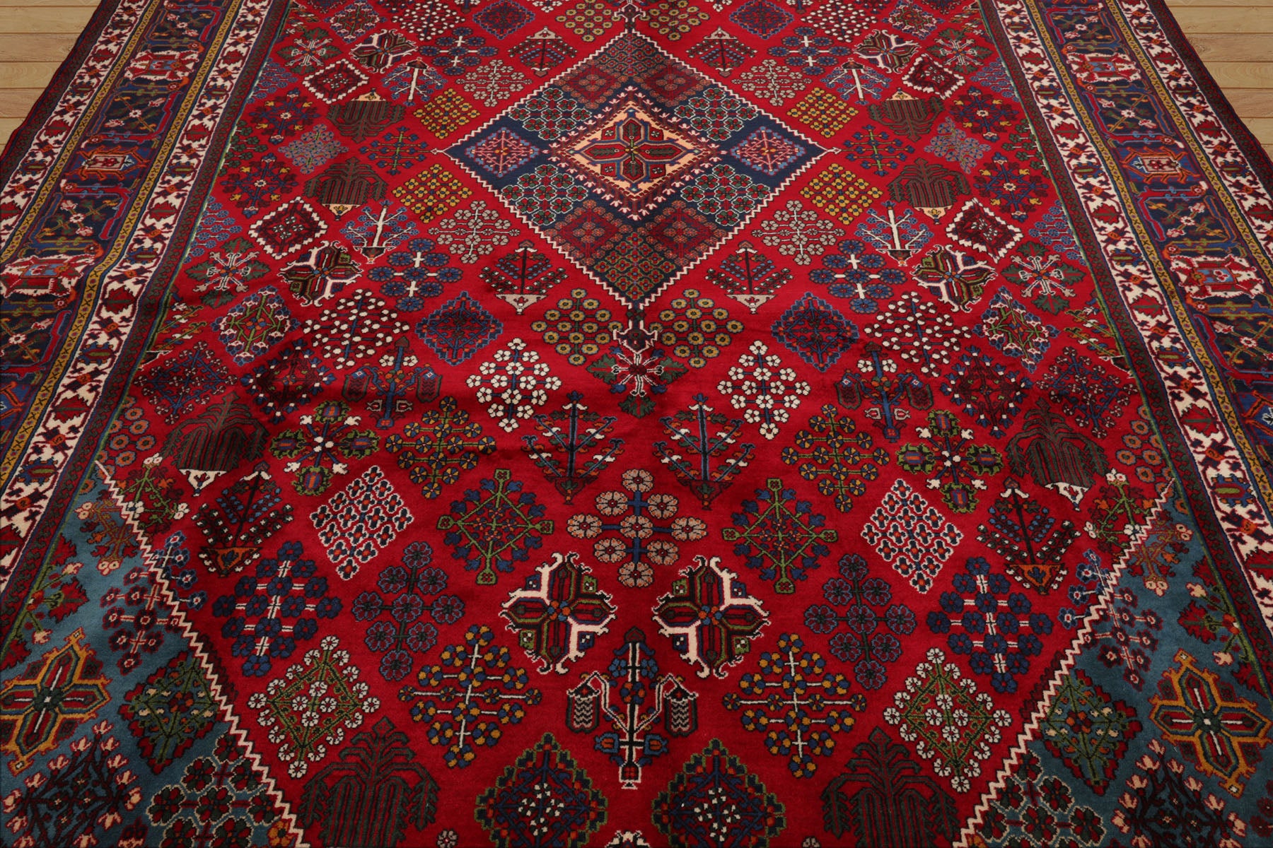 8x12 Red, Navy, Ivory Color Hand Knotted Joshegan Wool Traditional Oriental Rug