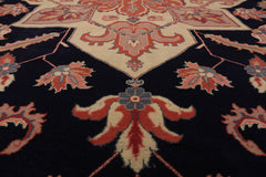 Palace Navy, Peach, Ivory Color Hand Knotted All-Over 100% Wool Traditional Oriental Rug