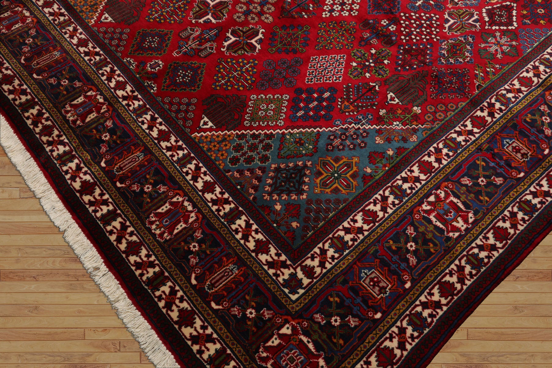 8x12 Red, Navy, Ivory Color Hand Knotted Joshegan Wool Traditional Oriental Rug