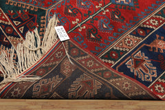 6x9 Red, Navy, Turquoise Color Hand Knotted Shirvan Wool Tribal Oriental Rug