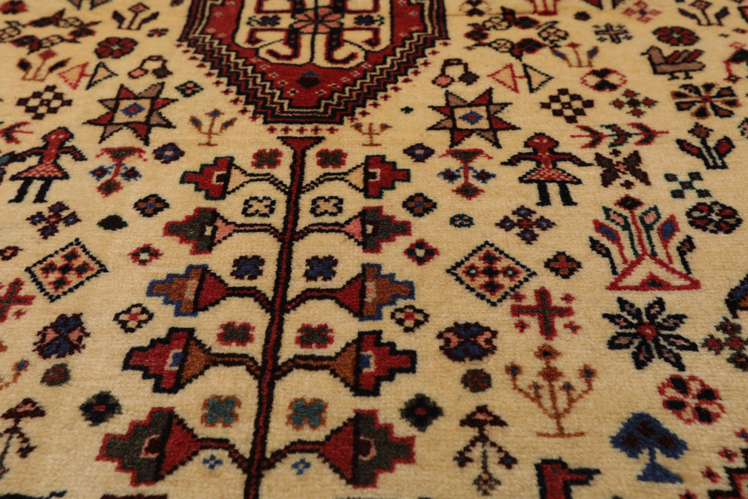 3x5 Ivory, Rust, Chocolate Color Hand Knotted All-Over 100% Wool Traditional Oriental Rug