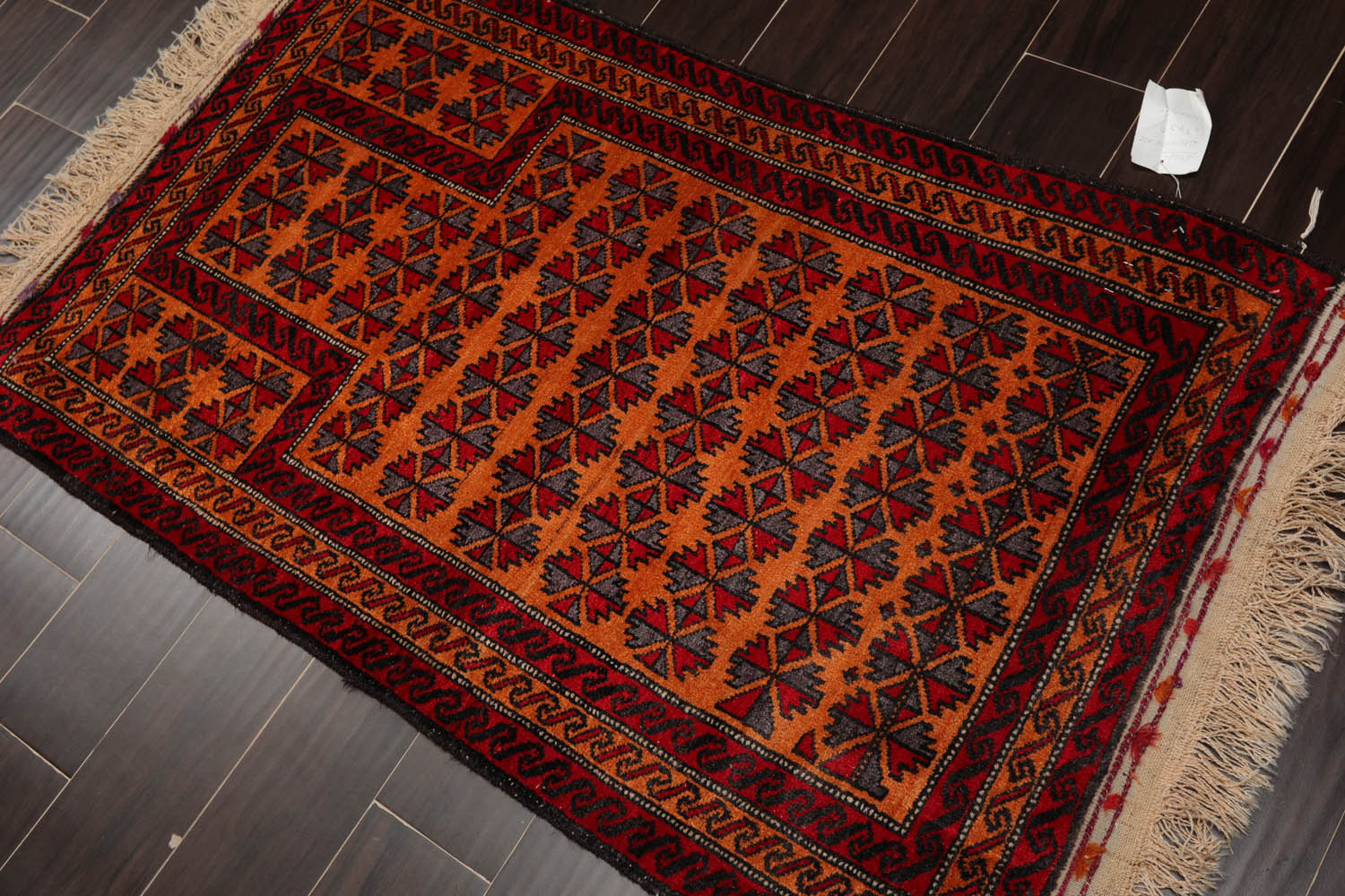 3x5 Orange, Red, Gray Color Hand Knotted All-Over 100% Wool Traditional Oriental Rug