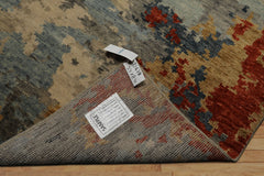 6x9 Beige, Aqua, Coral Color Hand Knotted Oushak Wool Modern Oriental Rug
