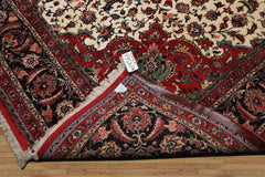 8x12 Ivory, Charcoal, Aqua Color Hand Knotted Bidjar Wool Traditional Oriental Rug