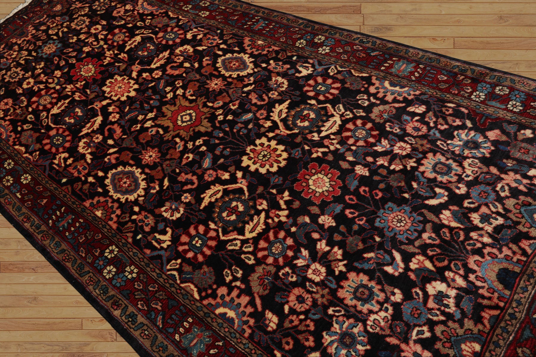 5x11 Midnight Blue, Rust, Ivory Color Hand Knotted Malayer Wool Traditional Oriental Rug