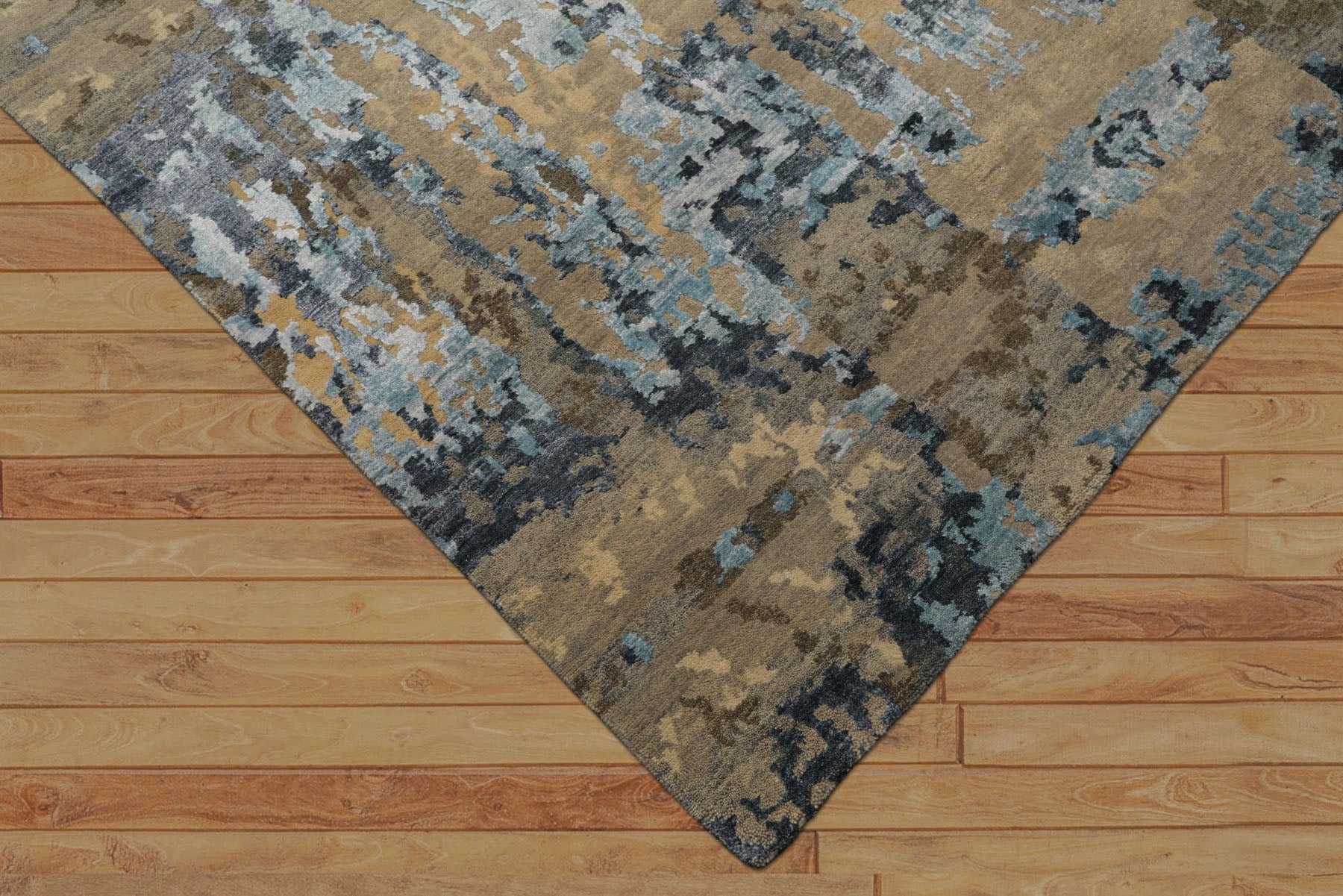 6x9 Gray, Blue, Brown Color Hand Knotted Sherpa Bamboo Silk & Wool Modern Oriental Rug