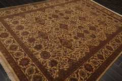 8x10 Tan, Rust, Sage Color Hand Knotted All-Over 100% Wool Traditional Oriental Rug