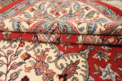 9x12 Orange, Ivory, Taupe Color Hand Knotted Indo Tabriz Wool Traditional Oriental Rug