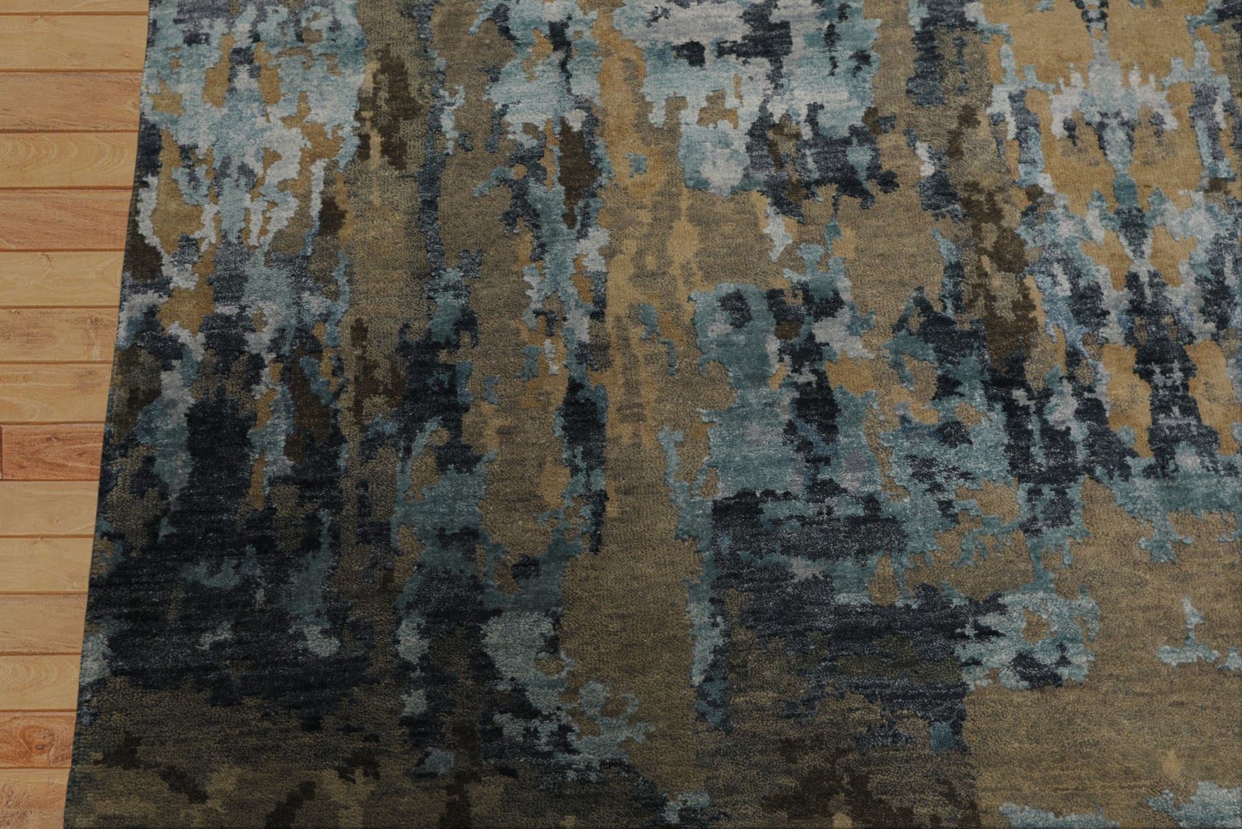 6x9 Gray, Blue, Brown Color Hand Knotted Sherpa Bamboo Silk & Wool Modern Oriental Rug