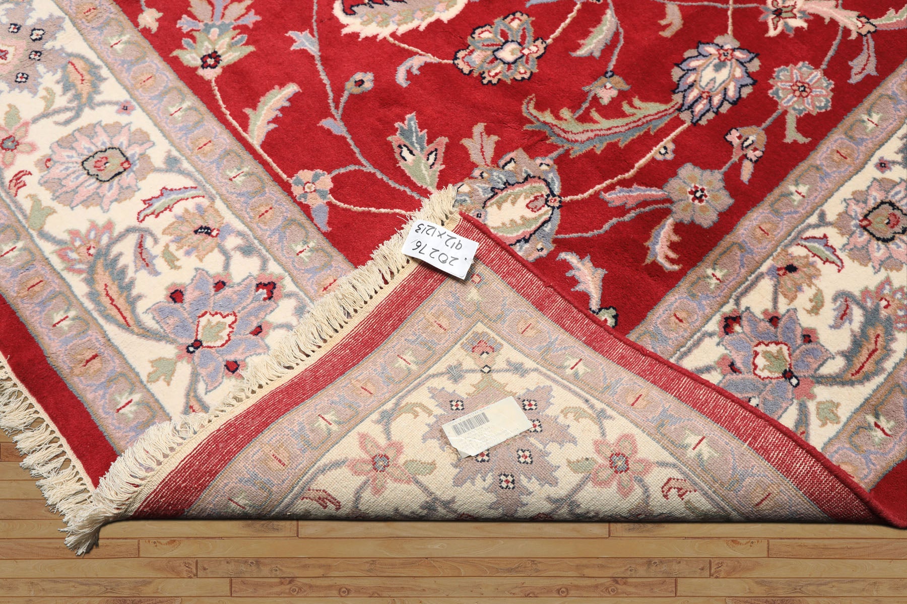 9x12 Fuschia, Ivory, Taupe Color Hand Knotted Indo Kashan Wool Traditional Oriental Rug