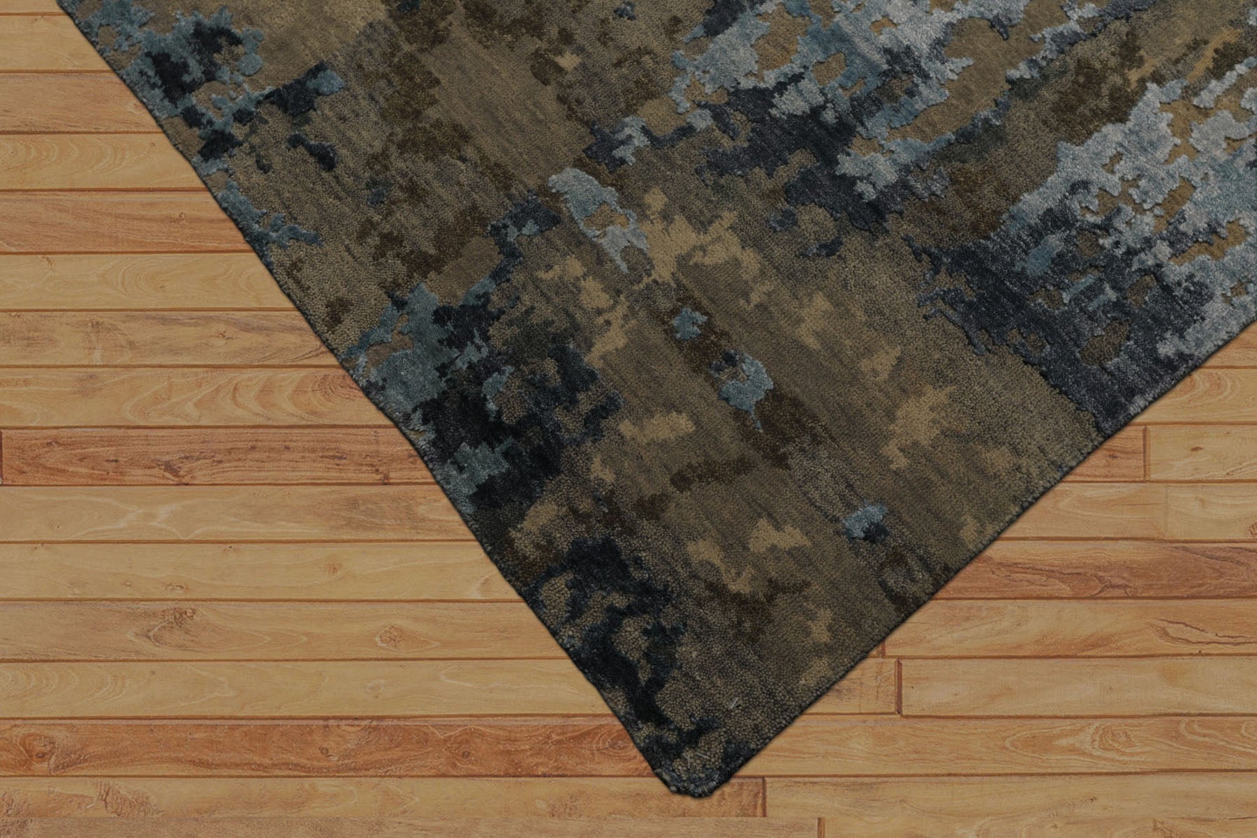 6x9 Gray, Blue, Brown Color Hand Knotted Sherpa Bamboo Silk & Wool Modern Oriental Rug