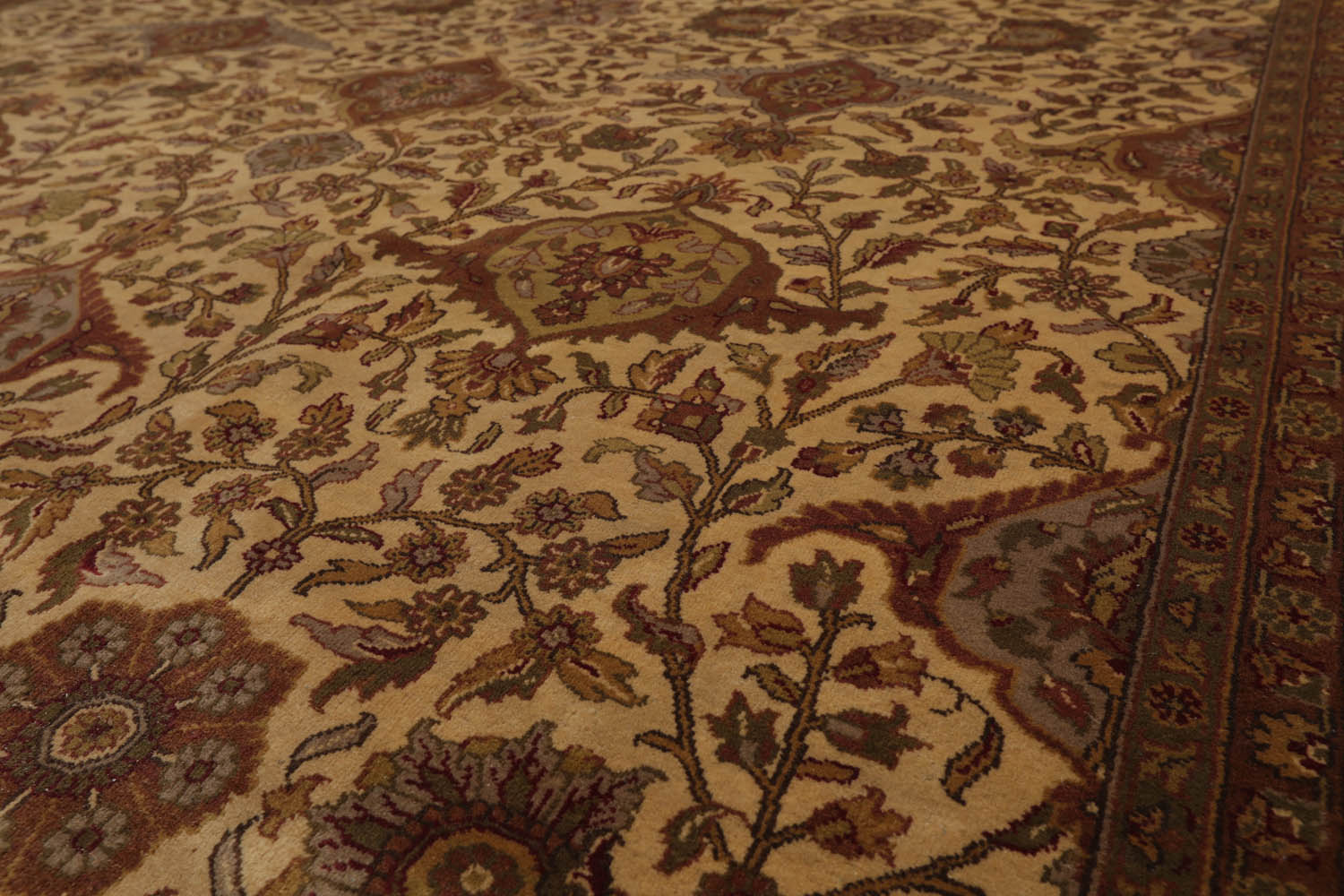 8x10 Tan, Rust, Sage Color Hand Knotted All-Over 100% Wool Traditional Oriental Rug