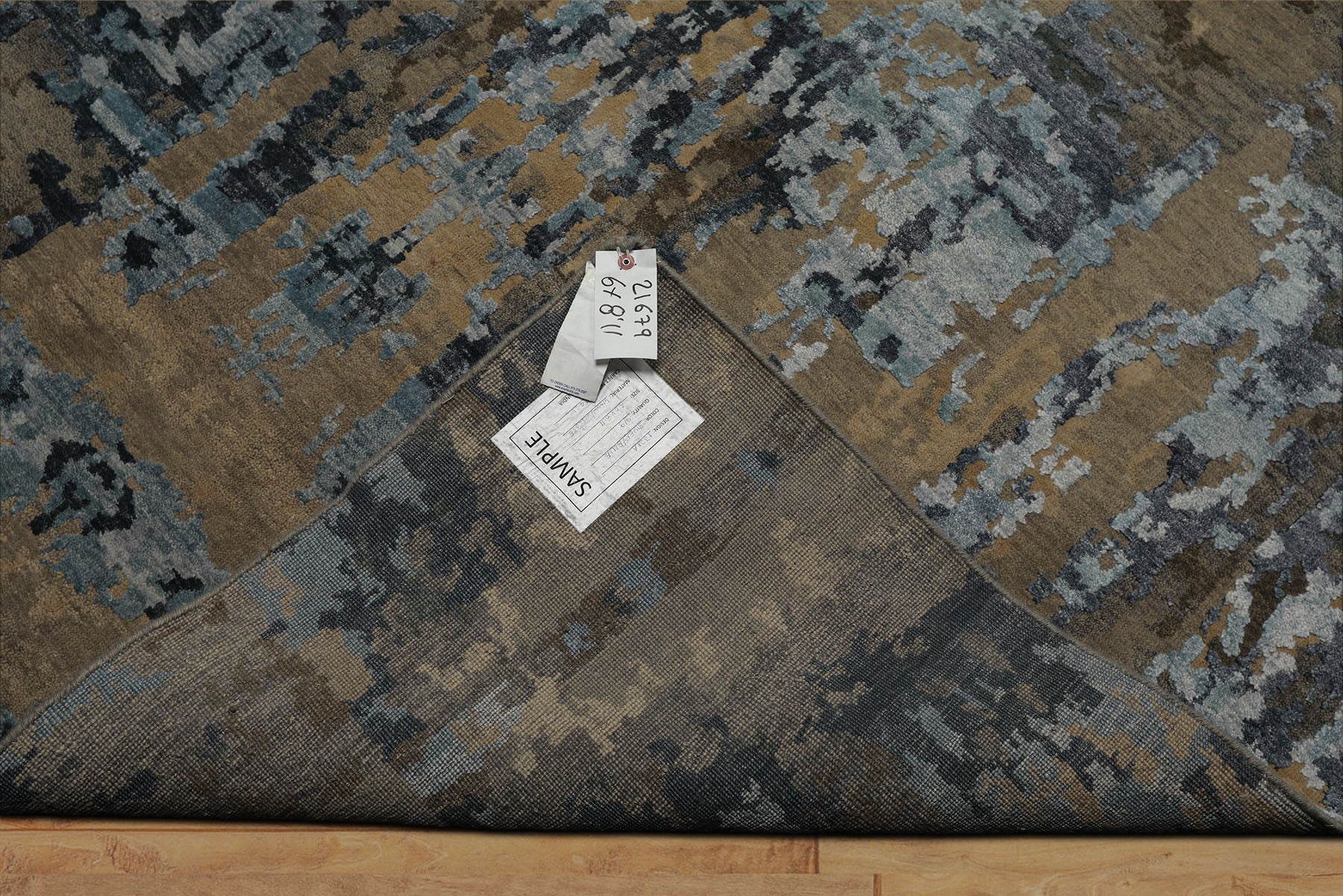 6x9 Gray, Blue, Brown Color Hand Knotted Sherpa Bamboo Silk & Wool Modern Oriental Rug
