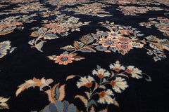 Palace Navy, Cream, Blue Color Hand Knotted All-Over 100% Wool Traditional Oriental Rug