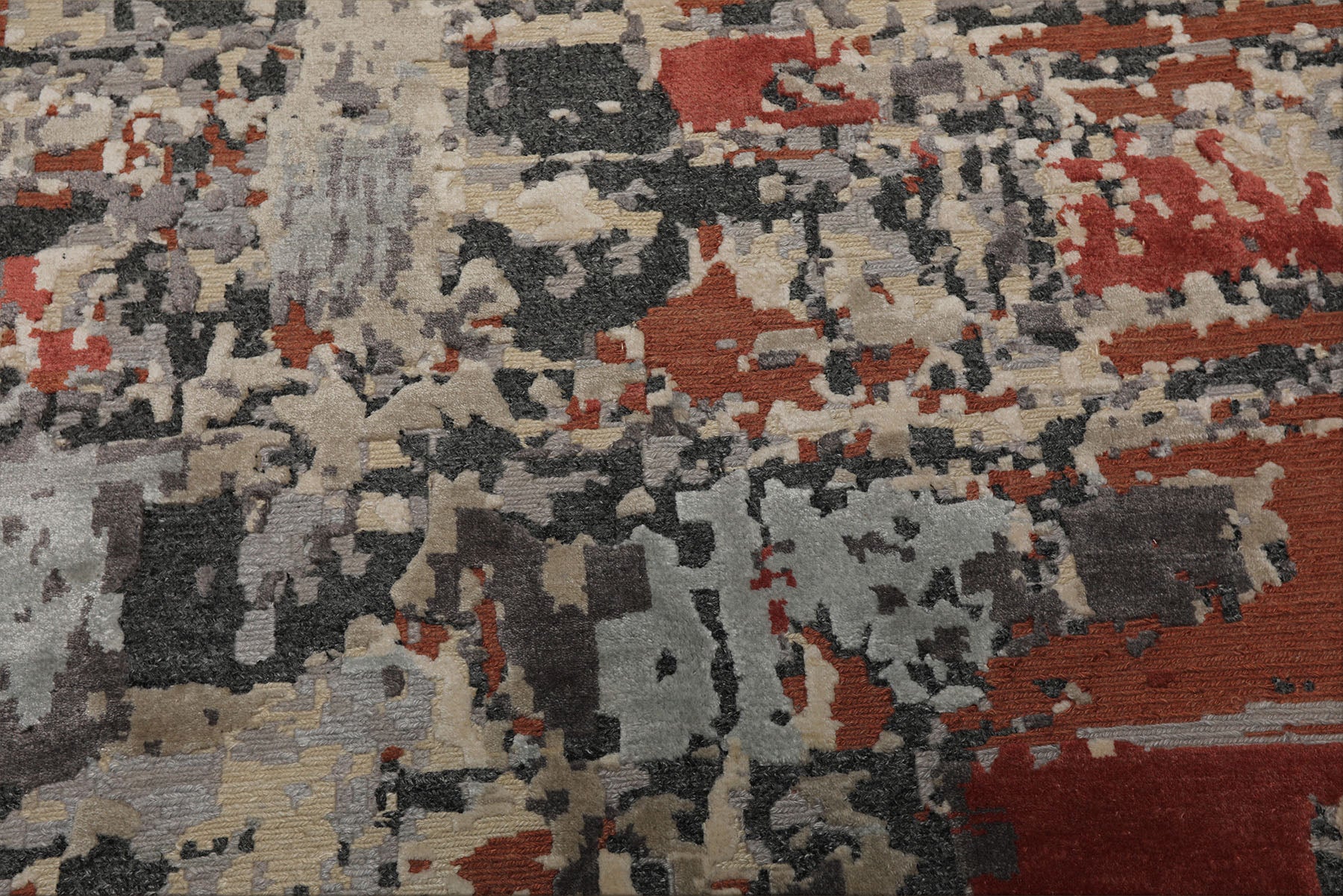 6x9 Beige, Rose, Charcoal Color Hand Knotted Sherpa Bamboo Silk & Wool Modern Oriental Rug