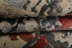 6x9 Beige, Rose, Charcoal Color Hand Knotted Sherpa Bamboo Silk & Wool Modern Oriental Rug