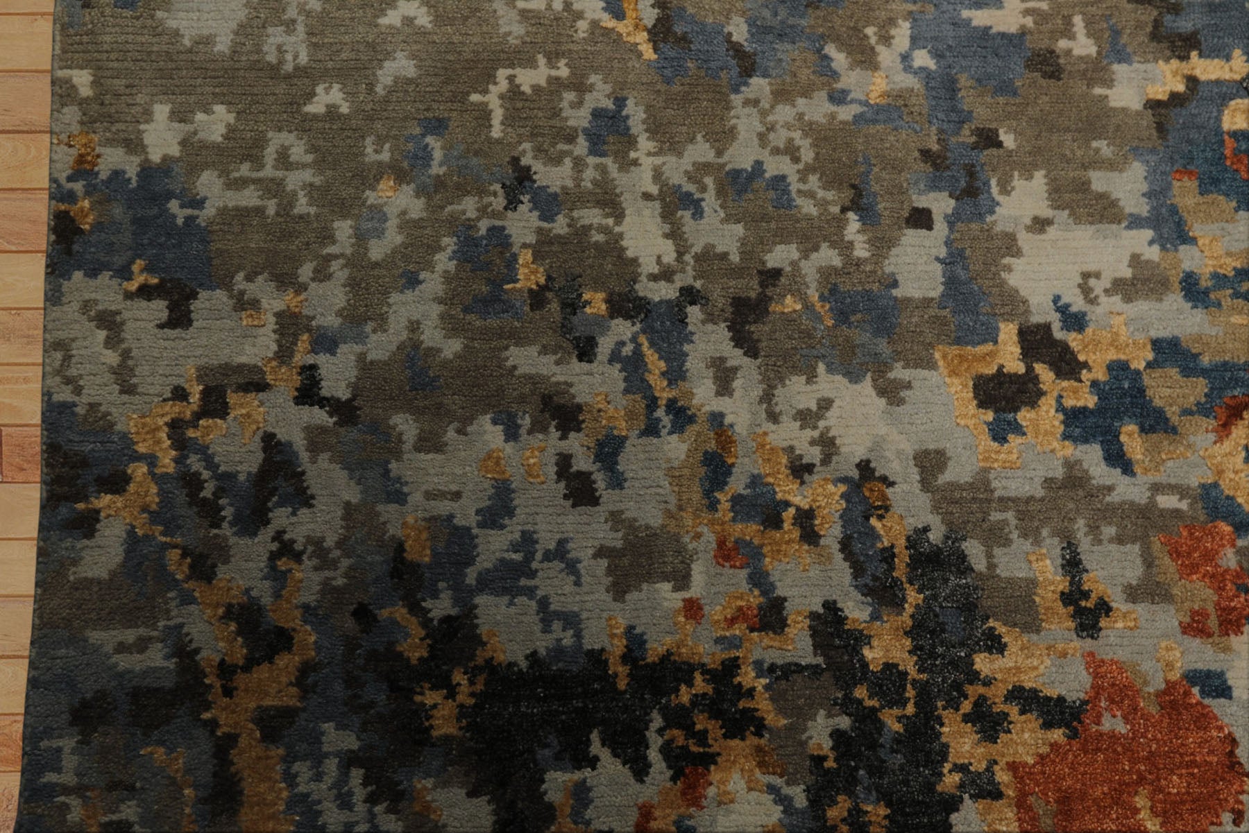 6x9 Gray, Gold, Blue Color Hand Knotted Sherpa Bamboo Silk & Wool Modern Oriental Rug