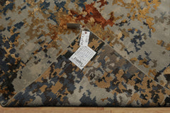 6x9 Gray, Gold, Blue Color Hand Knotted Sherpa Bamboo Silk & Wool Modern Oriental Rug
