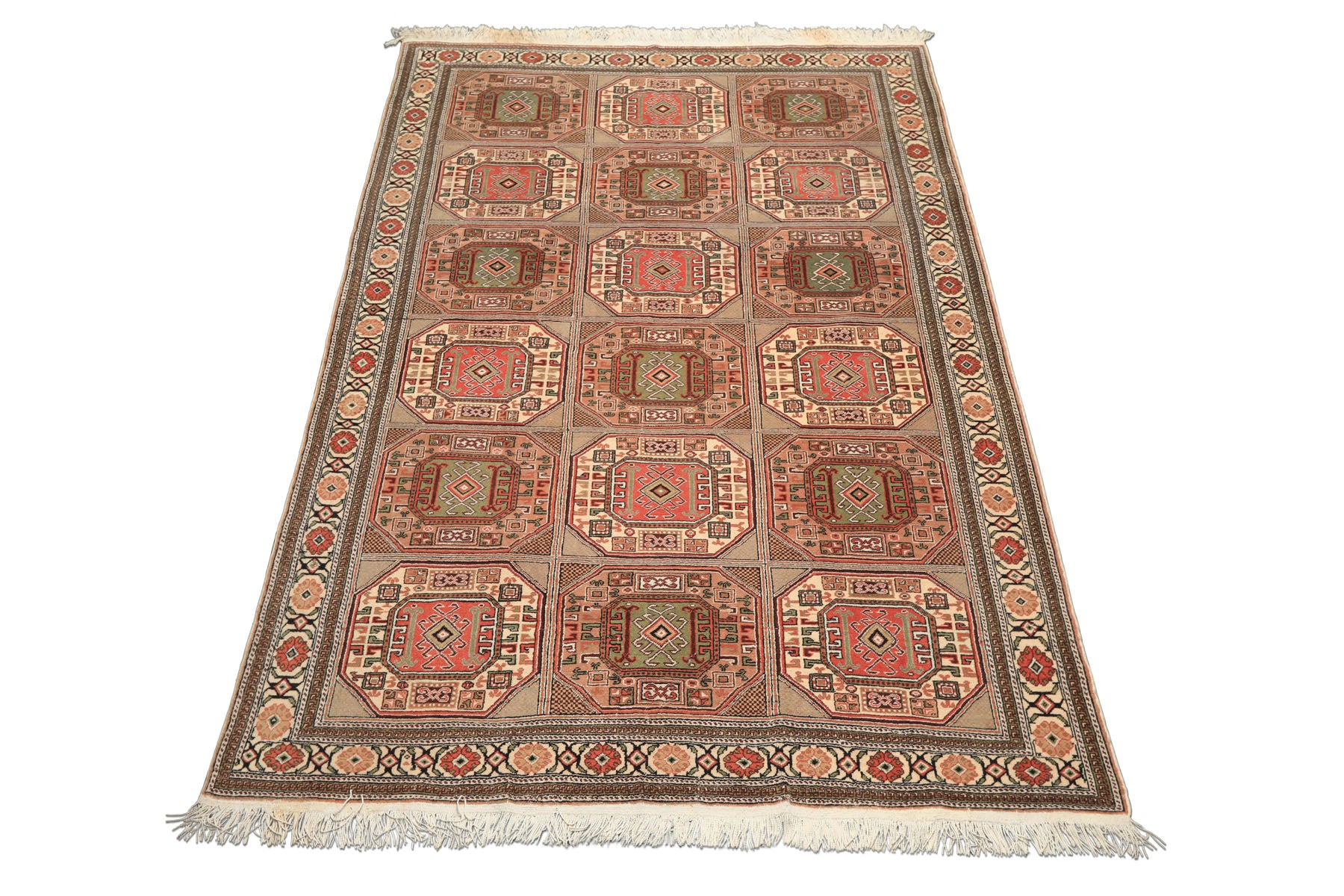 6x10 Blush, Rose, Ivory Color Hand Knotted Shirvan Wool Tribal Oriental Rug