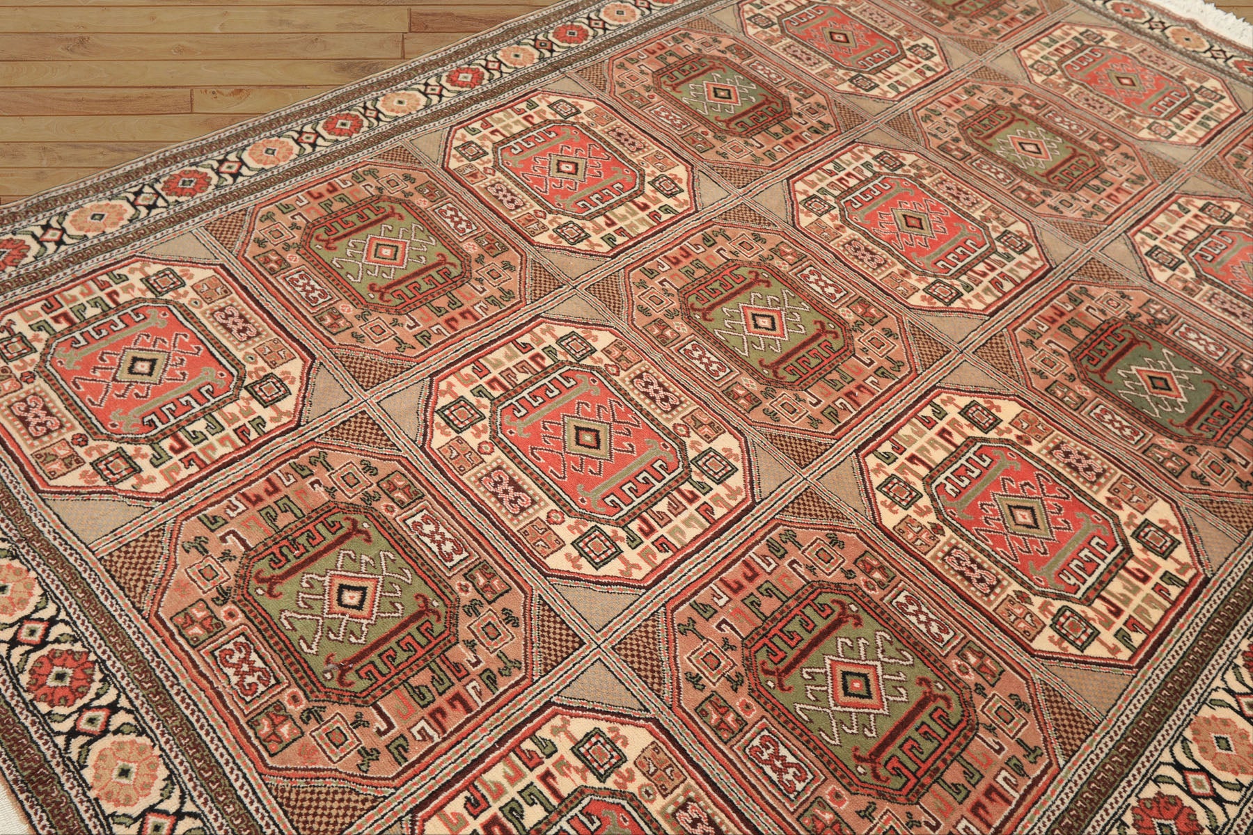 6x10 Blush, Rose, Ivory Color Hand Knotted Shirvan Wool Tribal Oriental Rug