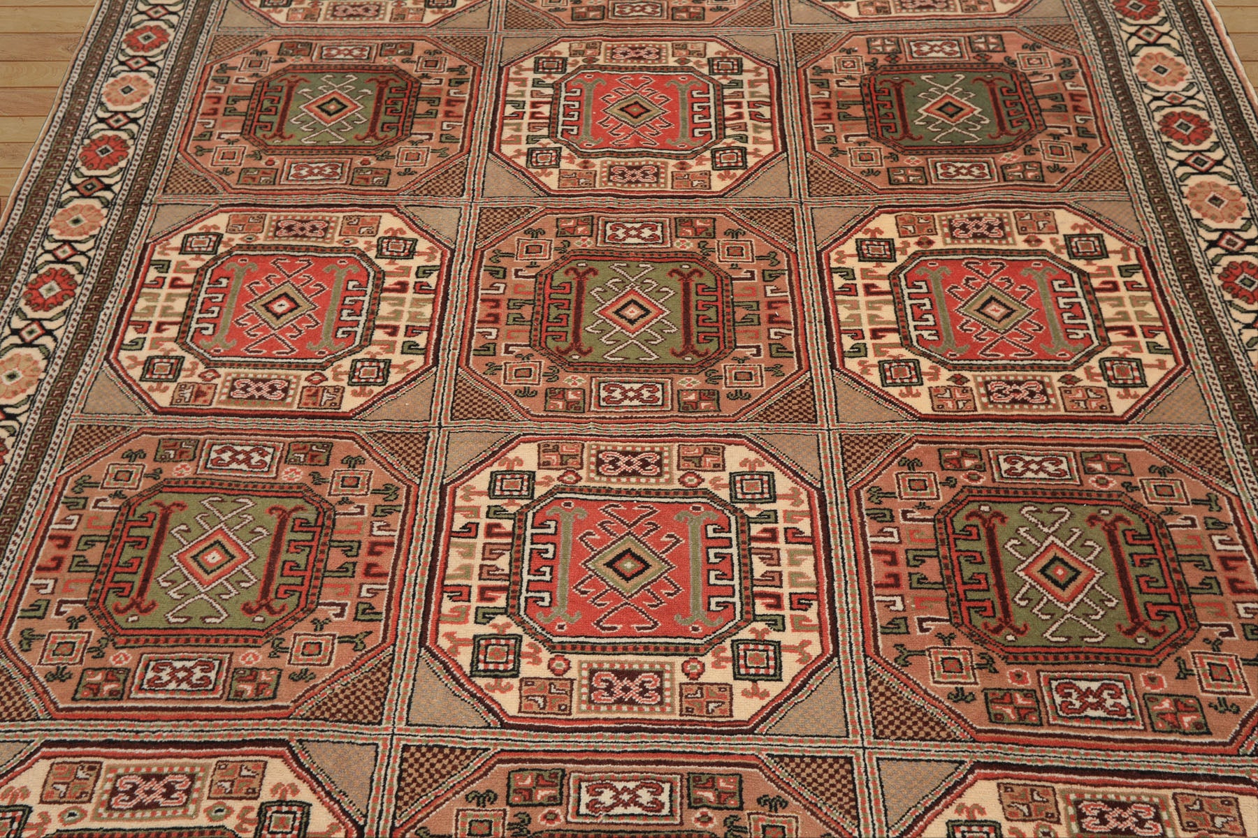 6x10 Blush, Rose, Ivory Color Hand Knotted Shirvan Wool Tribal Oriental Rug