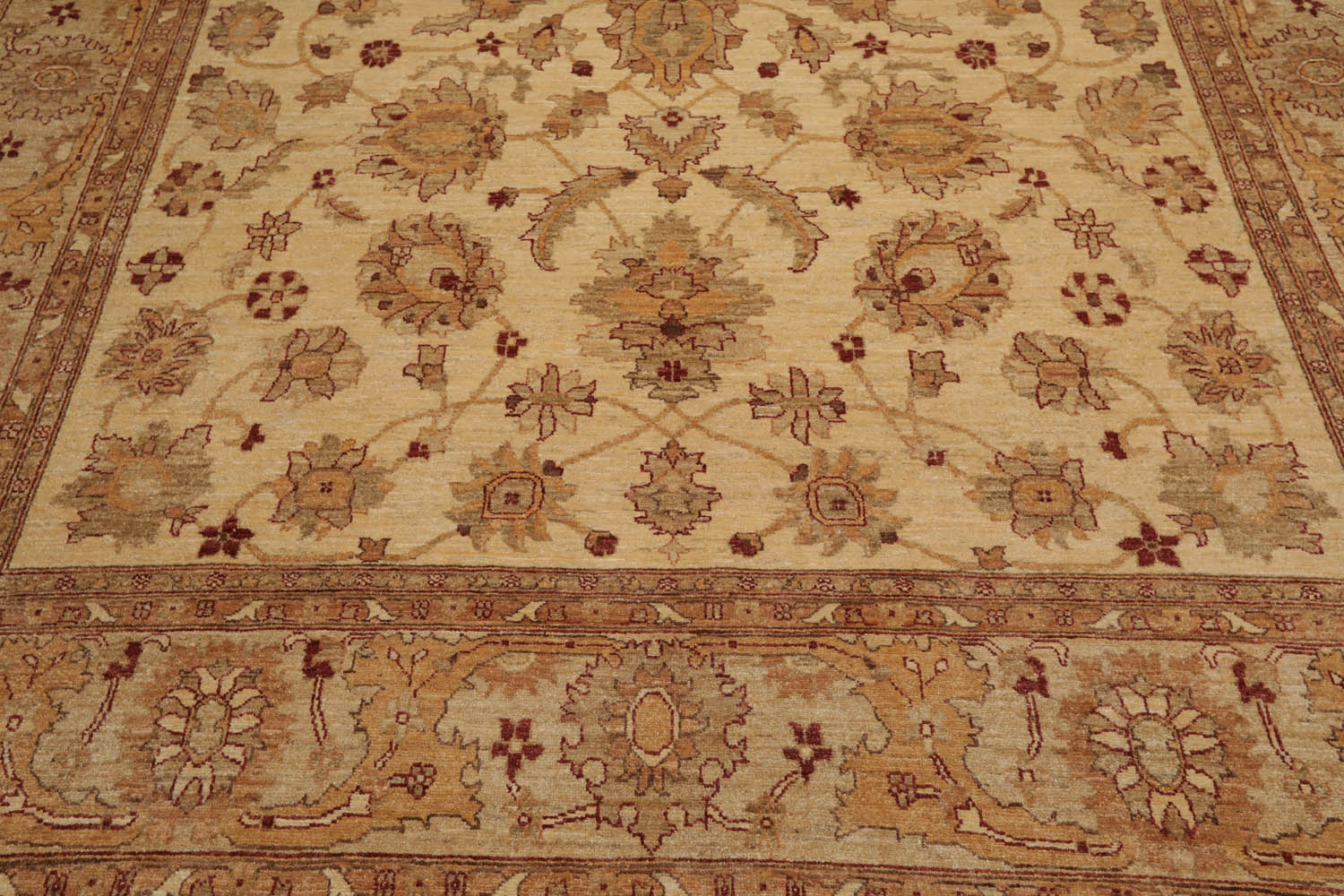 8x10 Beige, Tan, Rust Color Hand Knotted All-Over 100% Wool Traditional Oriental Rug