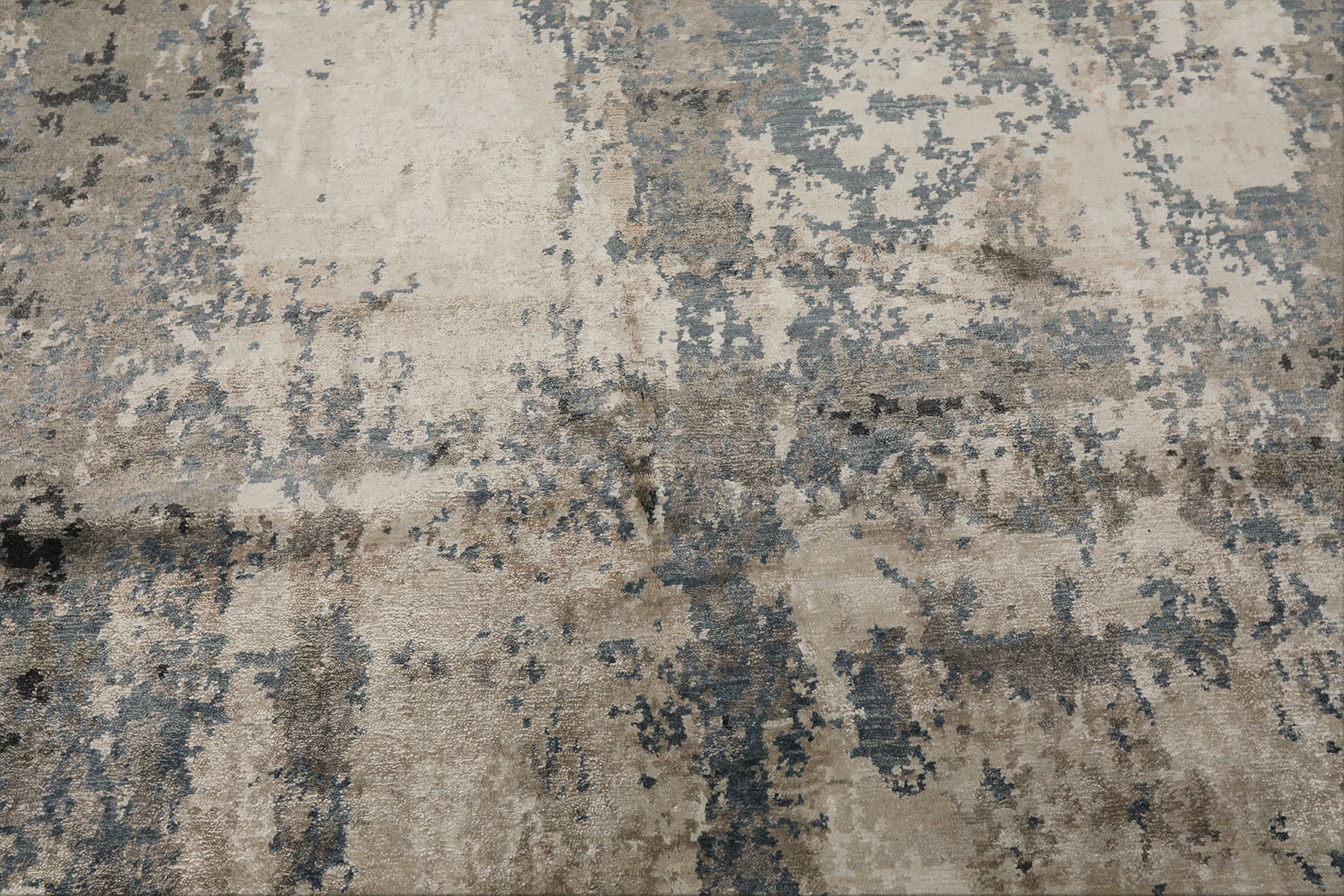 6x9 Beige, Taupe, Blue Color Hand Knotted Sherpa Bamboo Silk Modern Oriental Rug