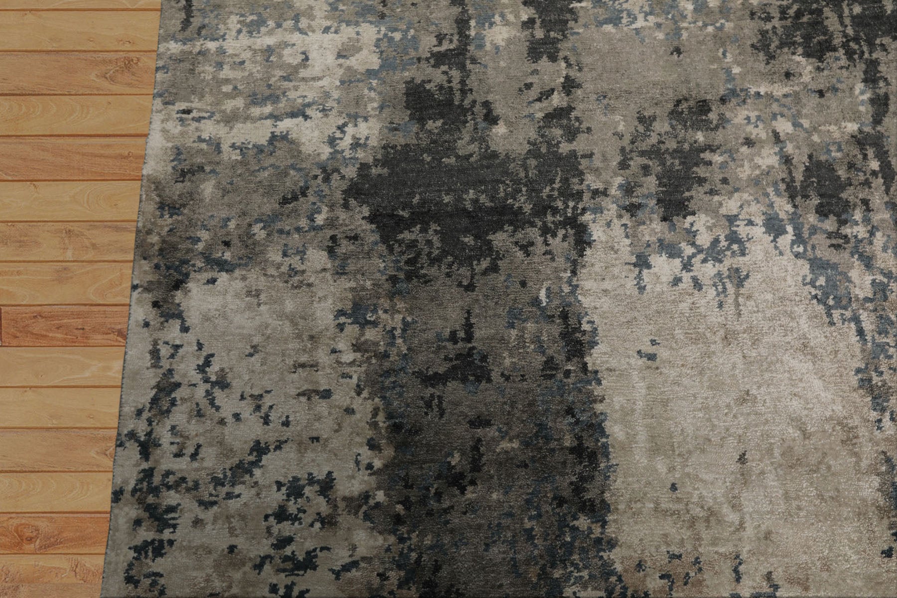 6x9 Beige, Taupe, Blue Color Hand Knotted Sherpa Bamboo Silk Modern Oriental Rug