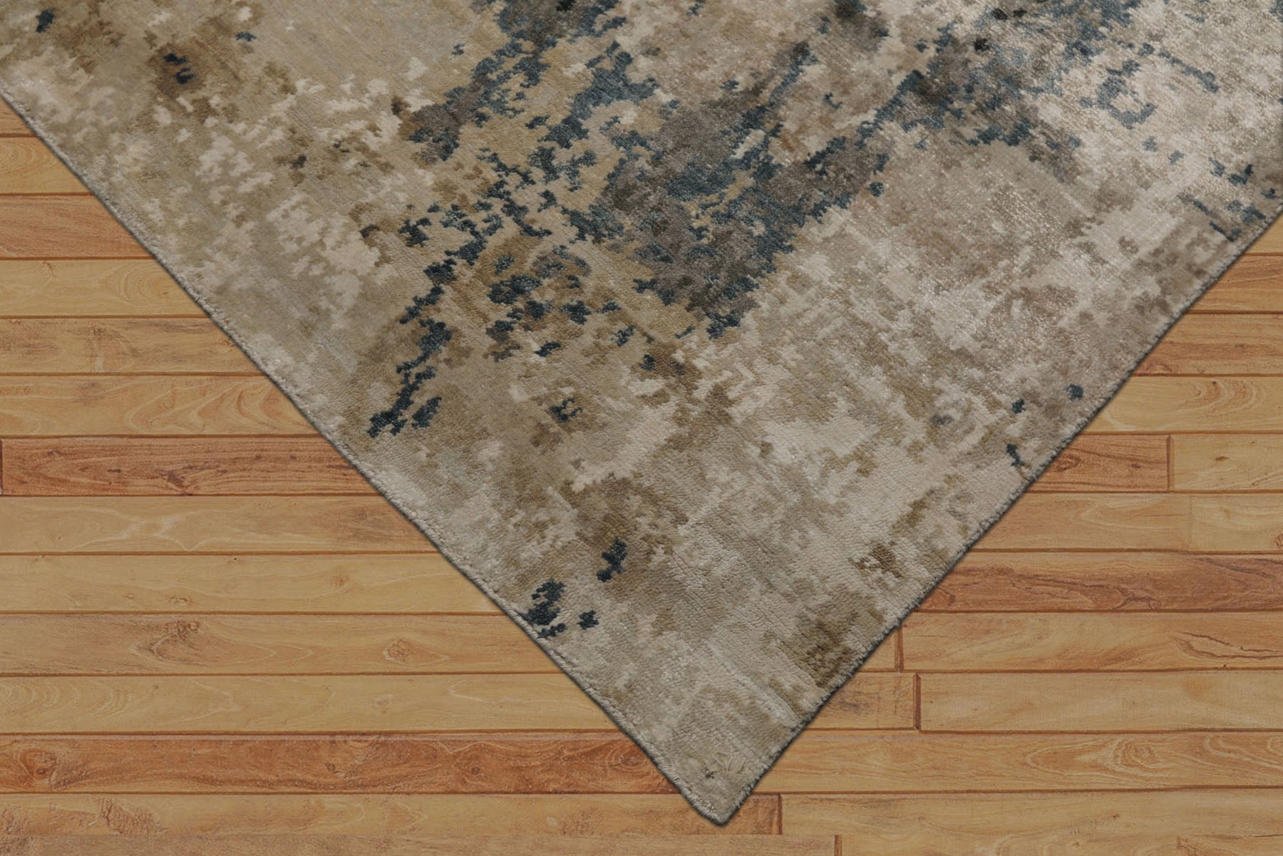 6x9 Beige, Taupe, Blue Color Hand Knotted Sherpa Bamboo Silk Modern Oriental Rug