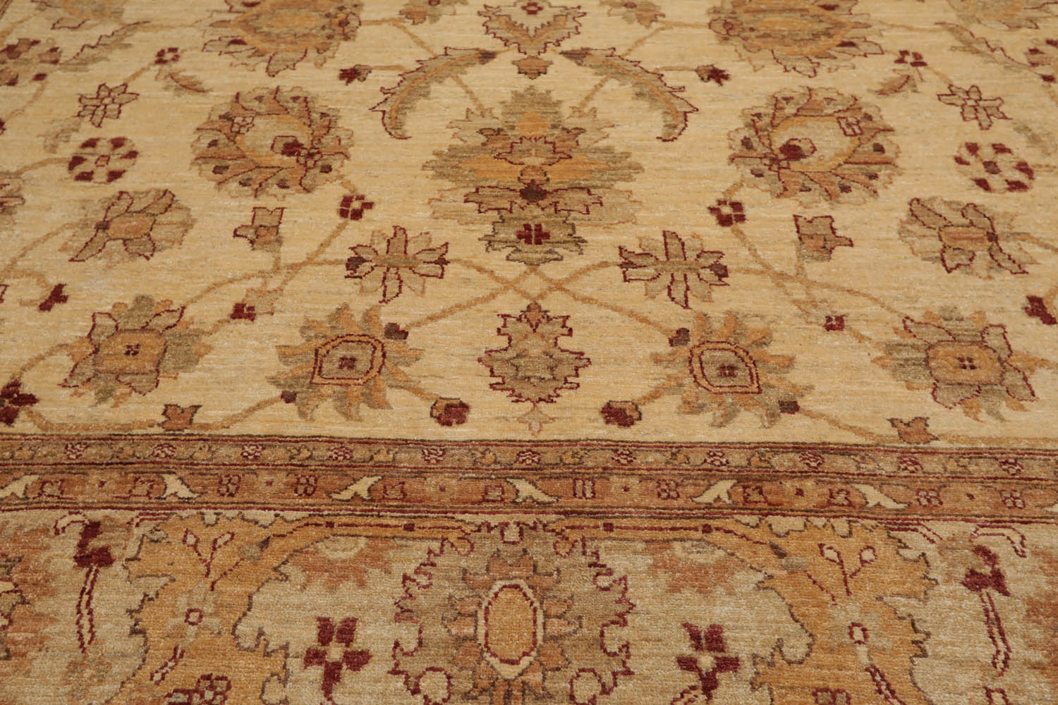 8x10 Beige, Tan, Rust Color Hand Knotted All-Over 100% Wool Traditional Oriental Rug