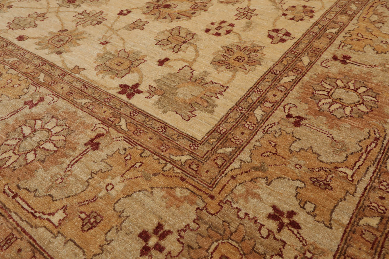 8x10 Beige, Tan, Rust Color Hand Knotted All-Over 100% Wool Traditional Oriental Rug