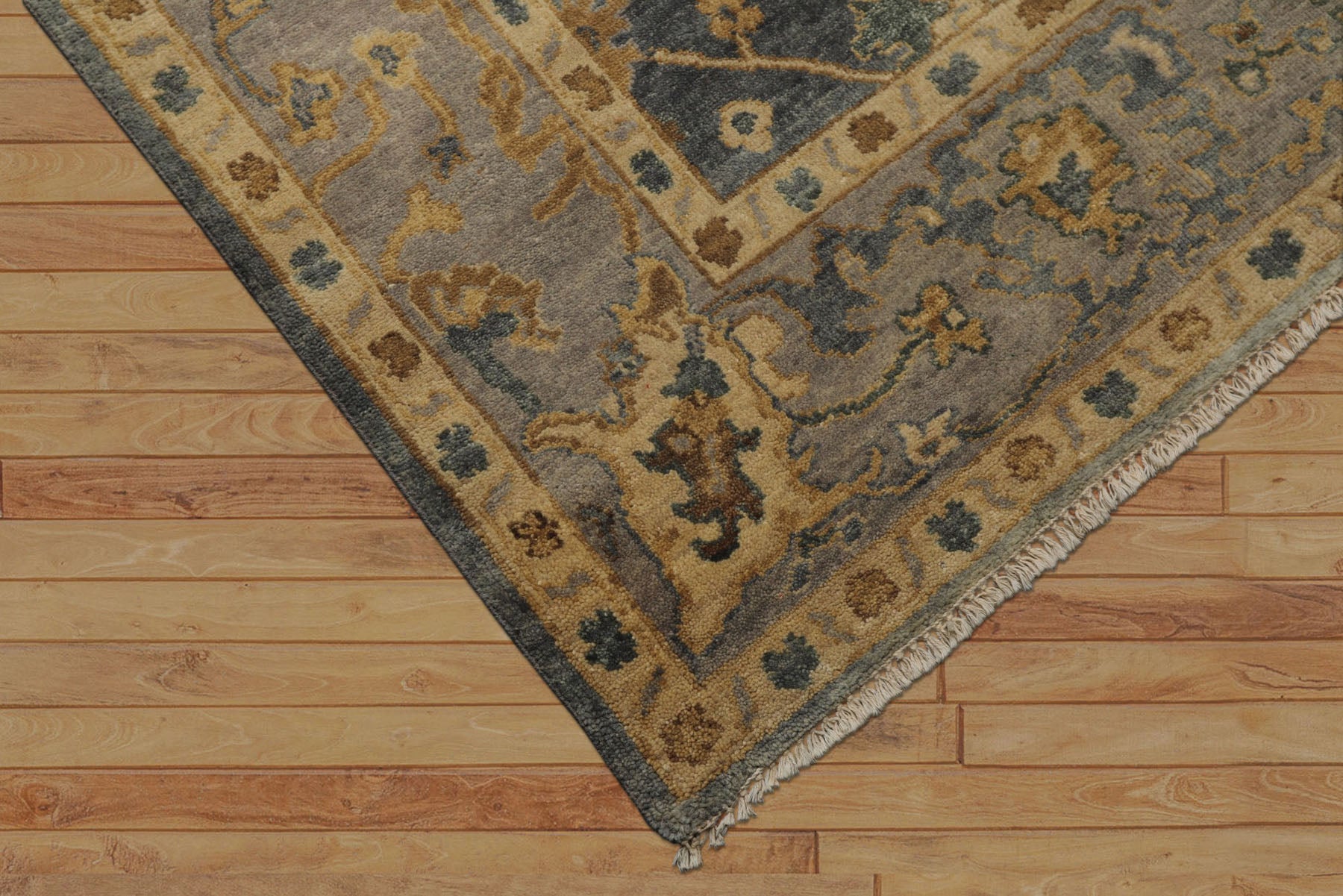6x9 Slate, Blue, Gray Color Hand Knotted Oushak Wool Traditional Oriental Rug