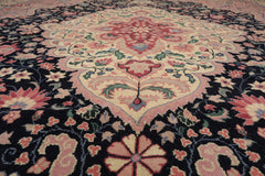 Palace Midnight Blue, Ivory, Pale Pink Color Hand Knotted Persian 100% Wool Traditional Oriental Rug