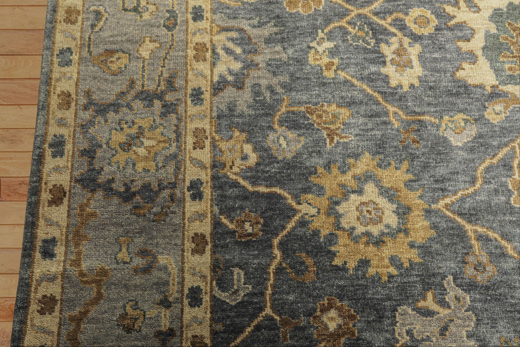 6x9 Slate, Blue, Gray Color Hand Knotted Oushak Wool Traditional Oriental Rug
