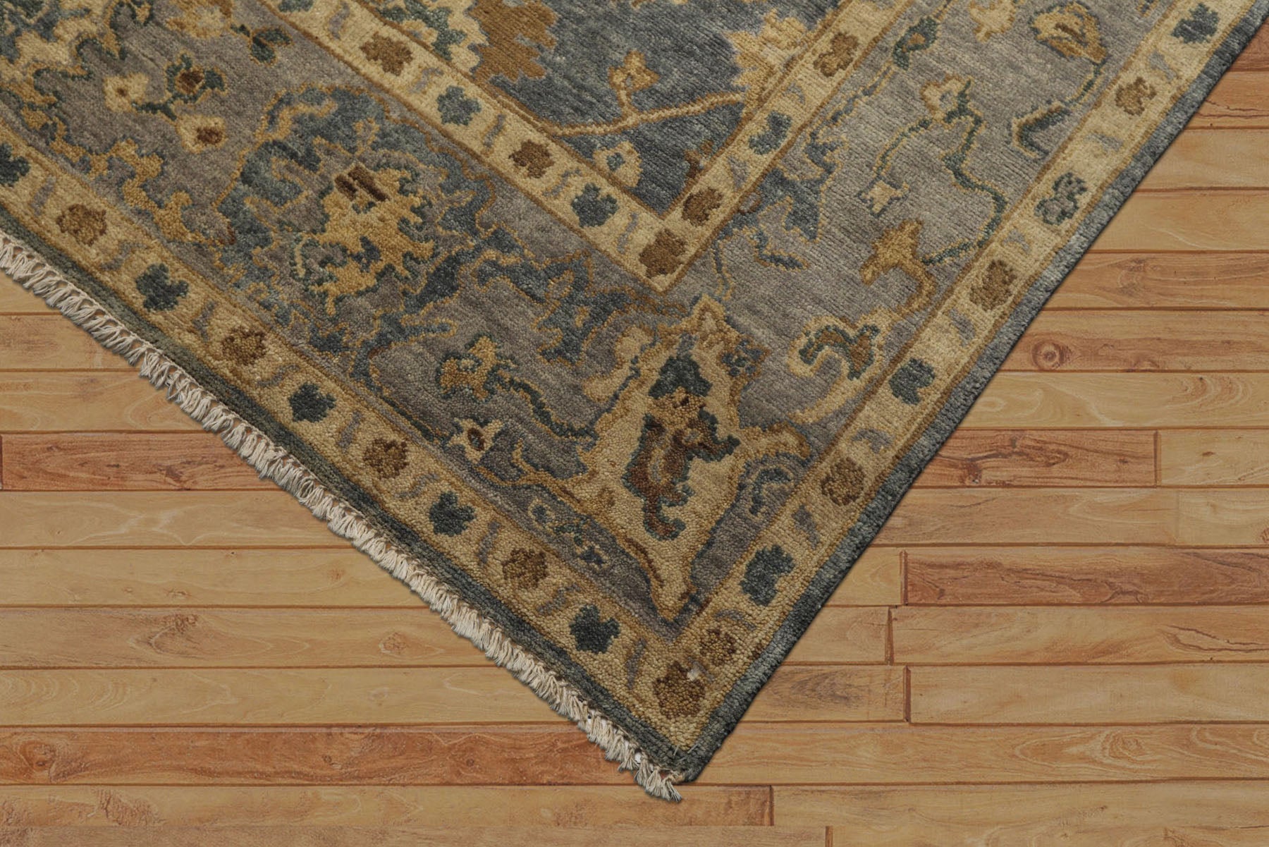 6x9 Slate, Blue, Gray Color Hand Knotted Oushak Wool Traditional Oriental Rug