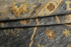 6x9 Slate, Blue, Gray Color Hand Knotted Oushak Wool Traditional Oriental Rug