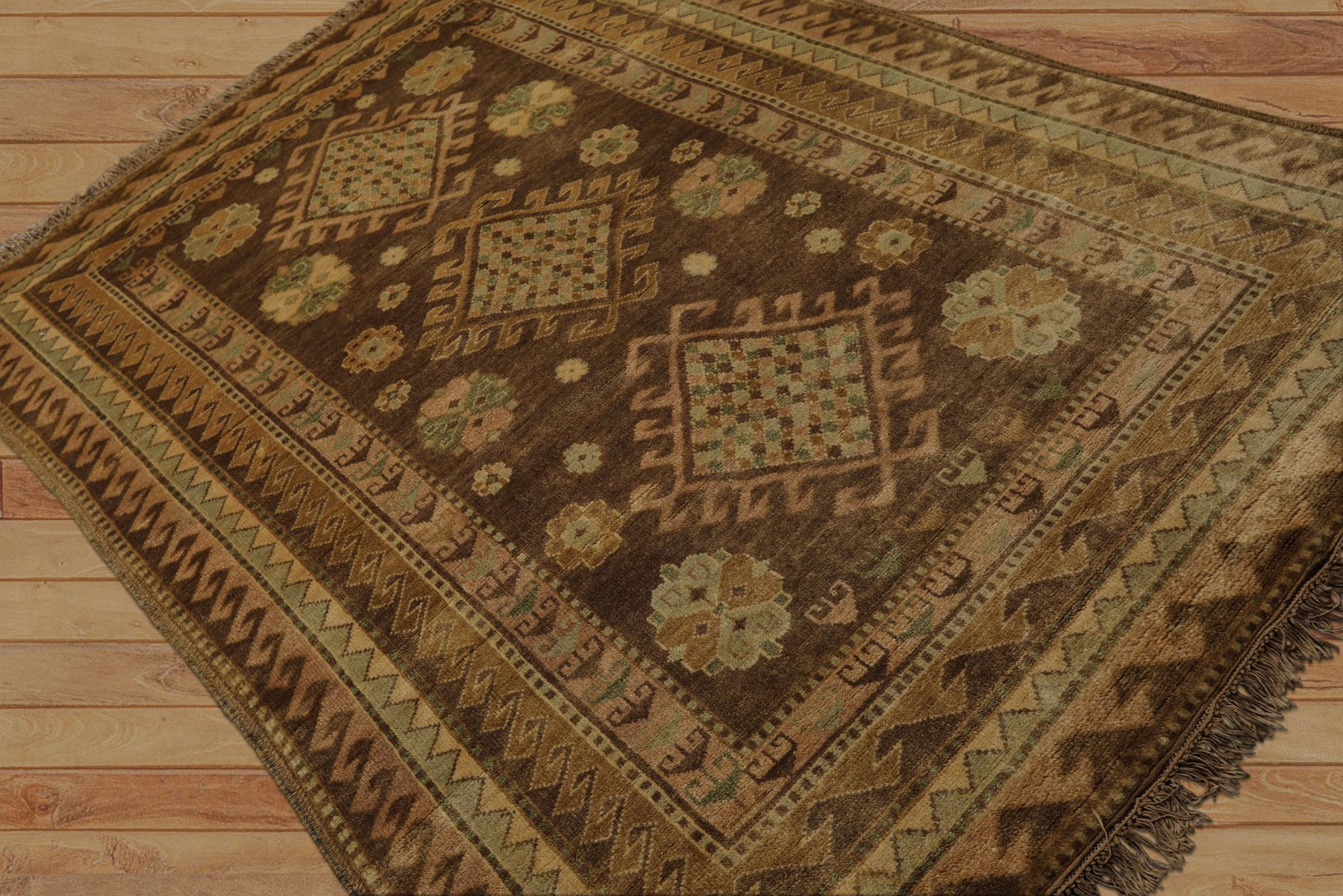 5x8 Brown, Beige, Tan Color Hand Knotted Oushak Wool Traditional Oriental Rug