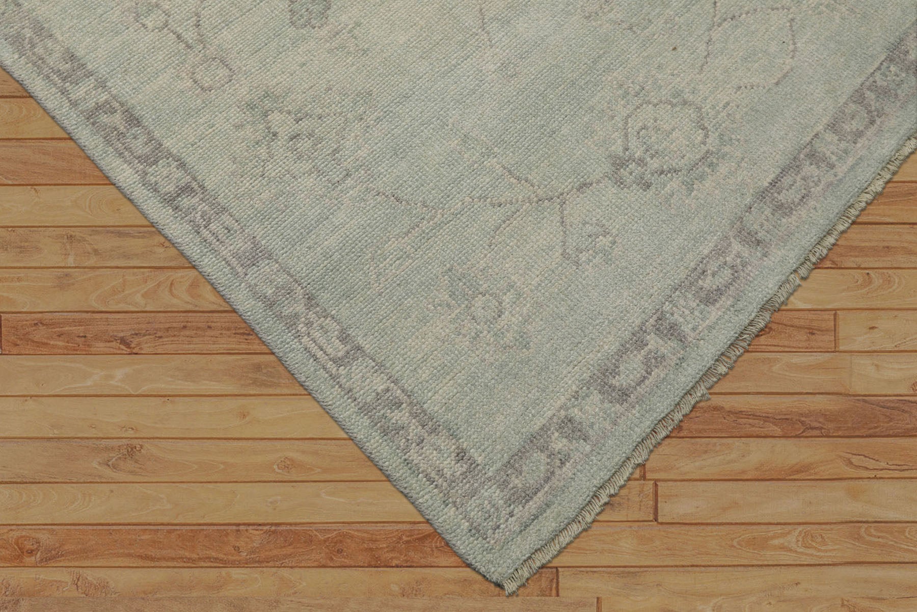 6x9 Seafoam, Taupe, Gray Color Hand Knotted Oushak Wool Transitional Oriental Rug
