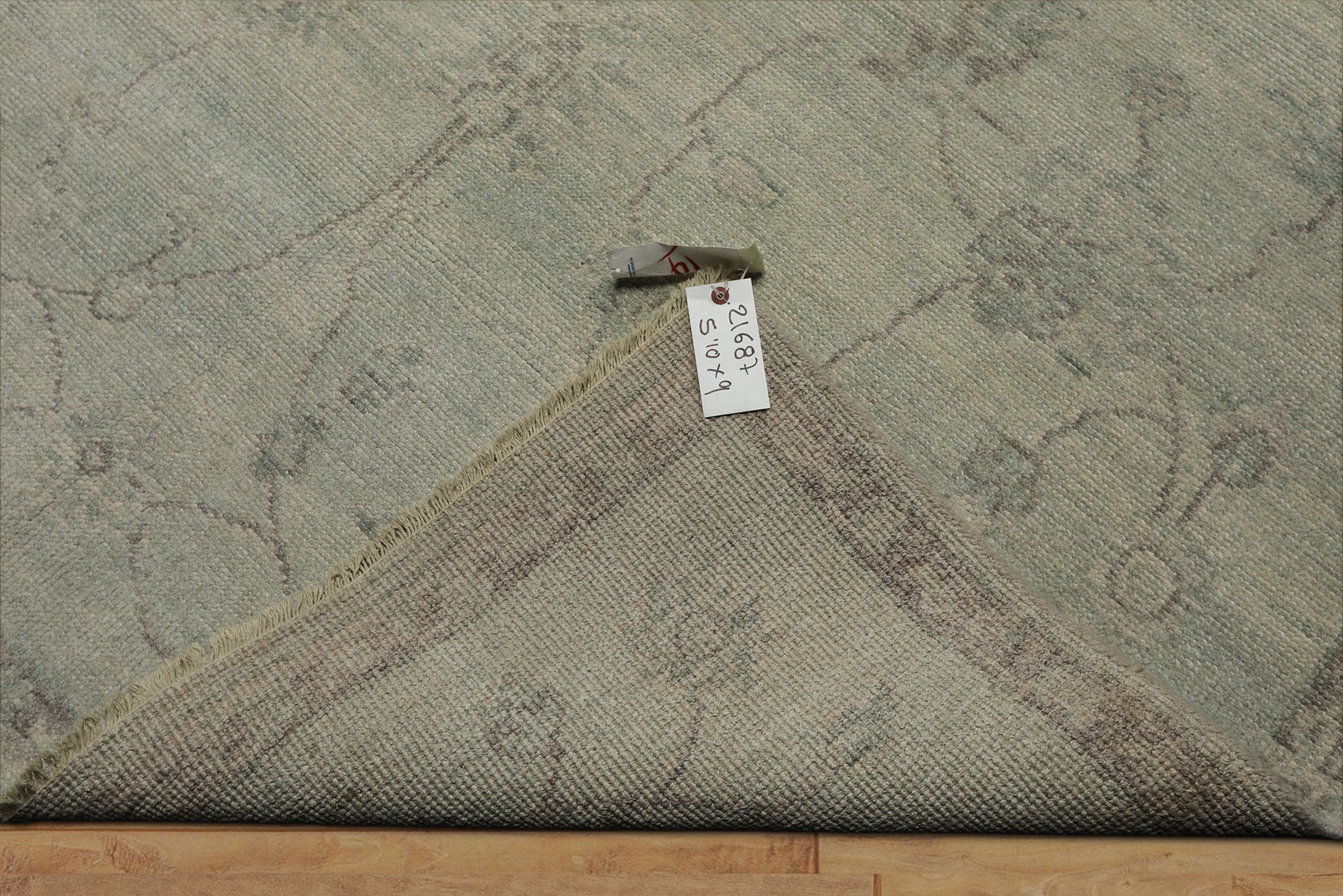 6x9 Seafoam, Taupe, Gray Color Hand Knotted Oushak Wool Transitional Oriental Rug