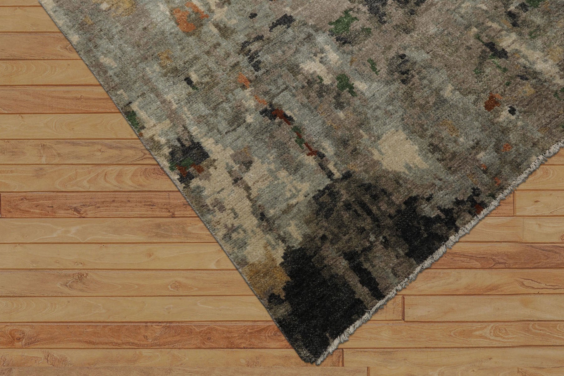 6x9 Gray, Taupe, Brown Color Hand Knotted Sherpa Wool Modern Oriental Rug