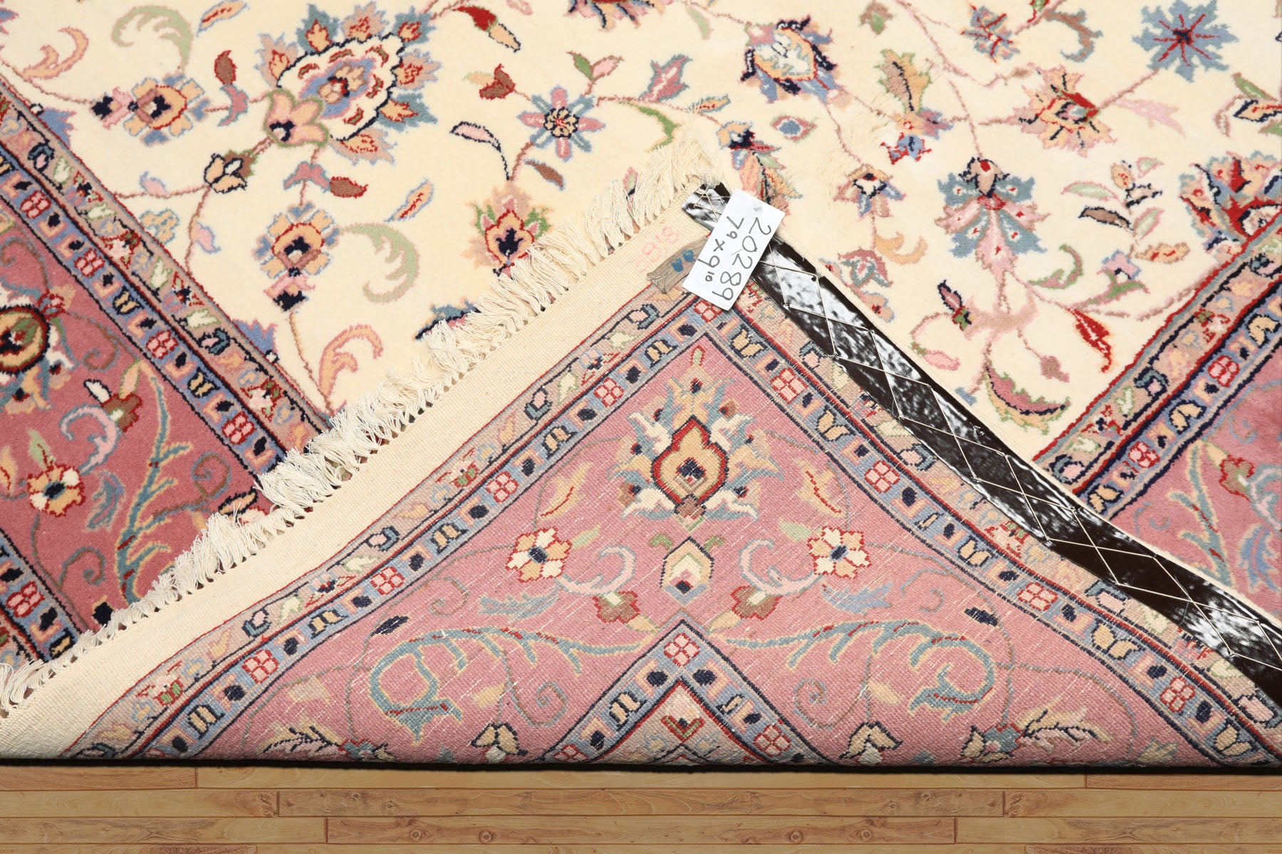 8x10 Ivory, Dusty Rose, Sage Color Hand Knotted Indo Kashan Wool Traditional Oriental Rug