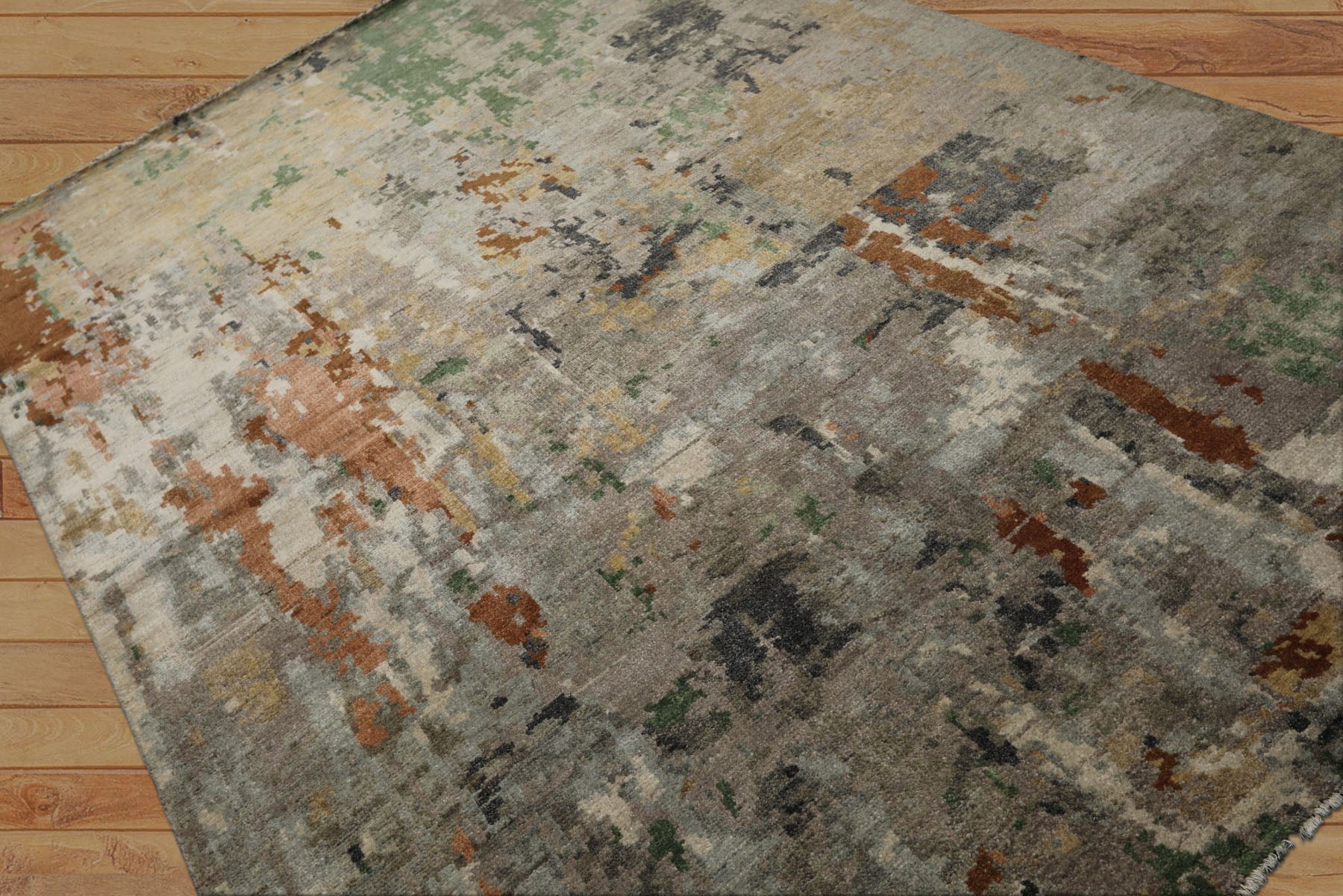 6x9 Gray, Taupe, Brown Color Hand Knotted Sherpa Wool Modern Oriental Rug