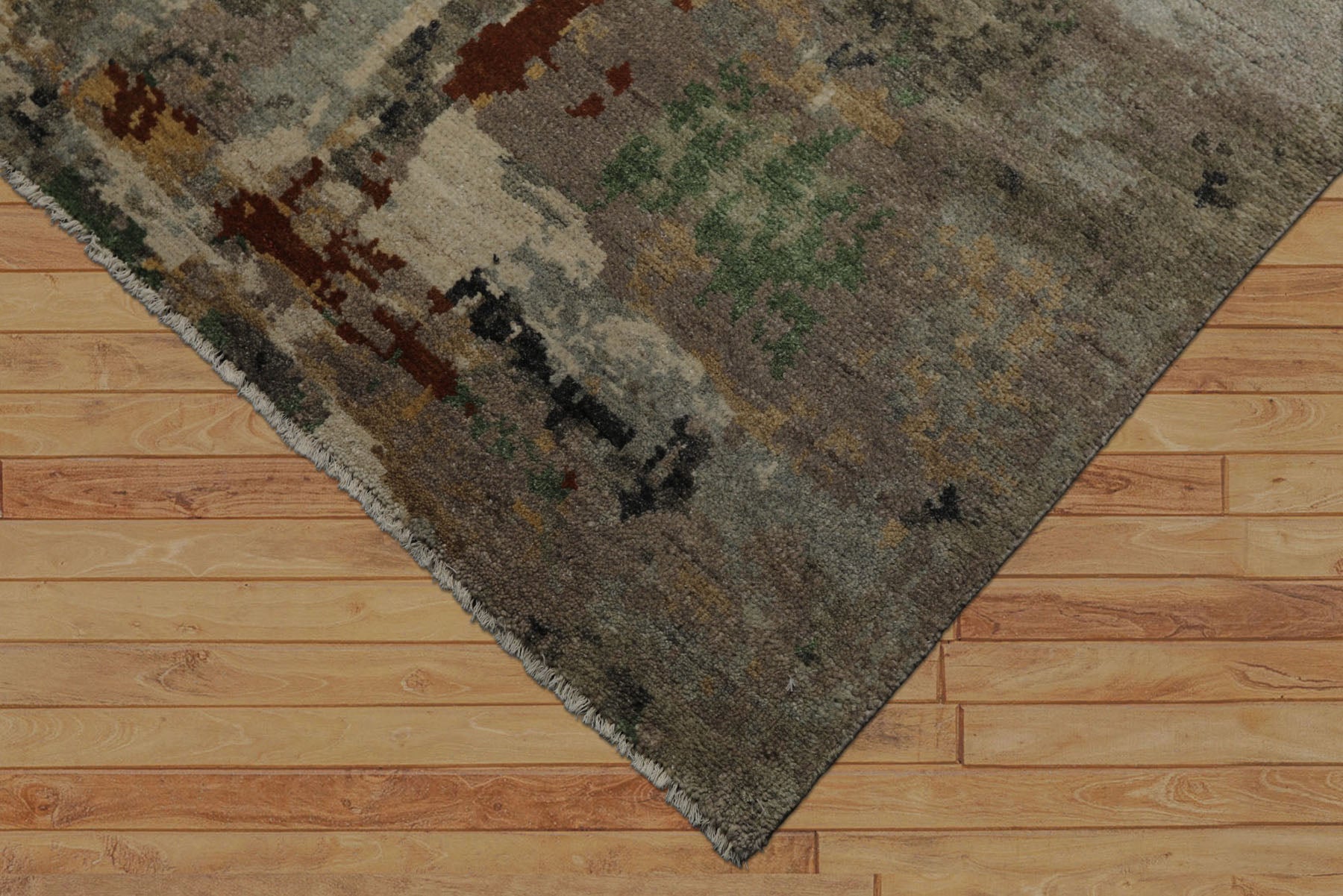 6x9 Gray, Taupe, Brown Color Hand Knotted Sherpa Wool Modern Oriental Rug