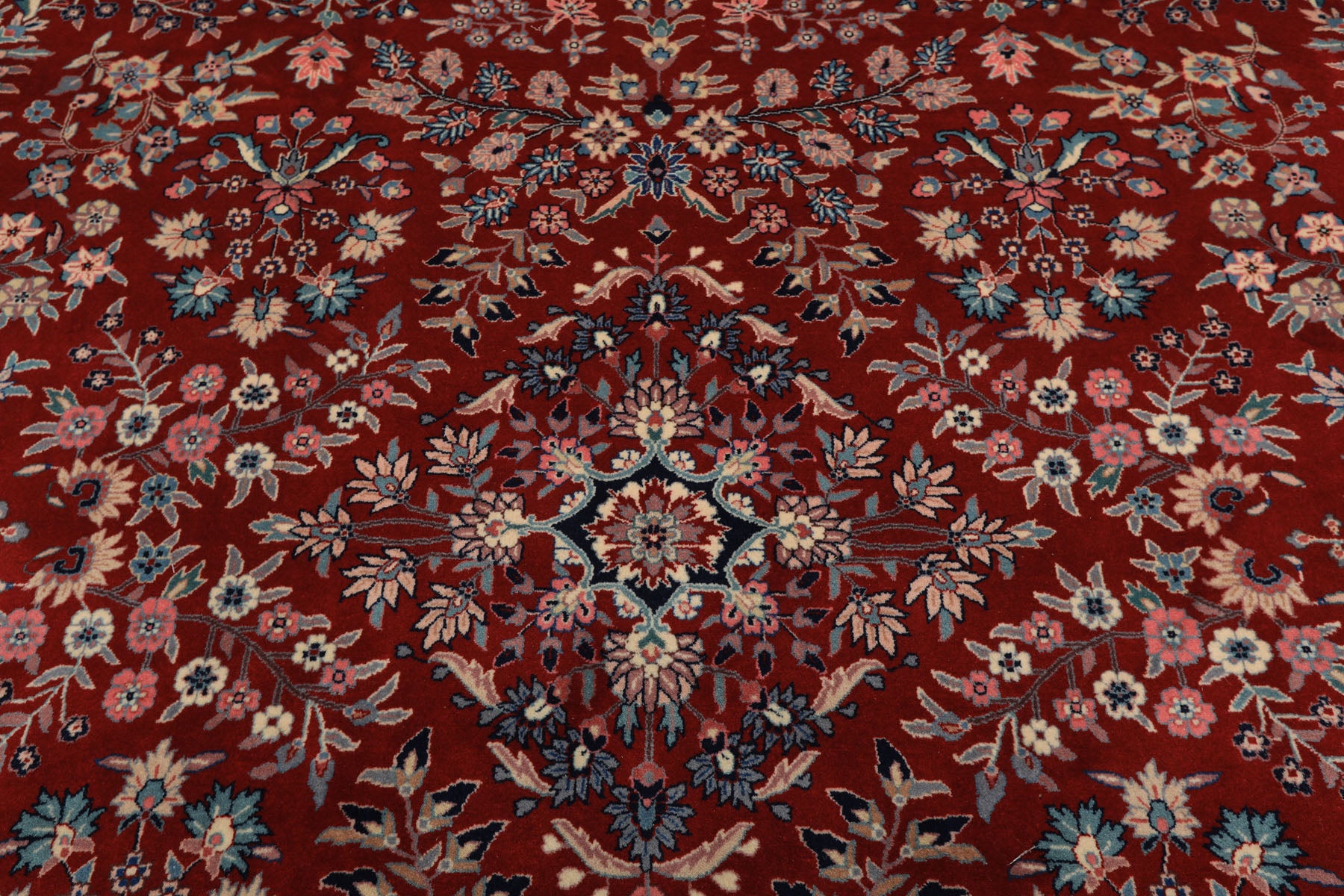8x10 Red, Navy, Aqua Color Hand Knotted Indo Sarouk New Zealand Wool Traditional Oriental Rug