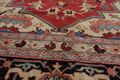 Palace Terracotta, Ivory, Midnight Blue Color Hand Knotted All-Over 100% Wool Traditional Oriental Rug